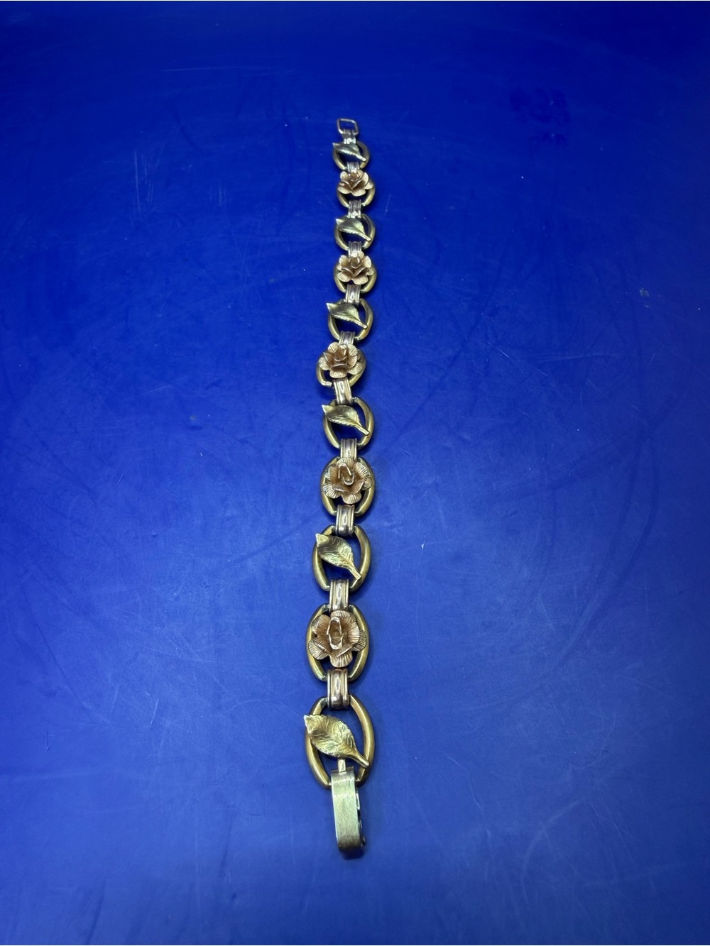 Vintage Krementz Gold Toned Rose Floral Bracelet Size 7
